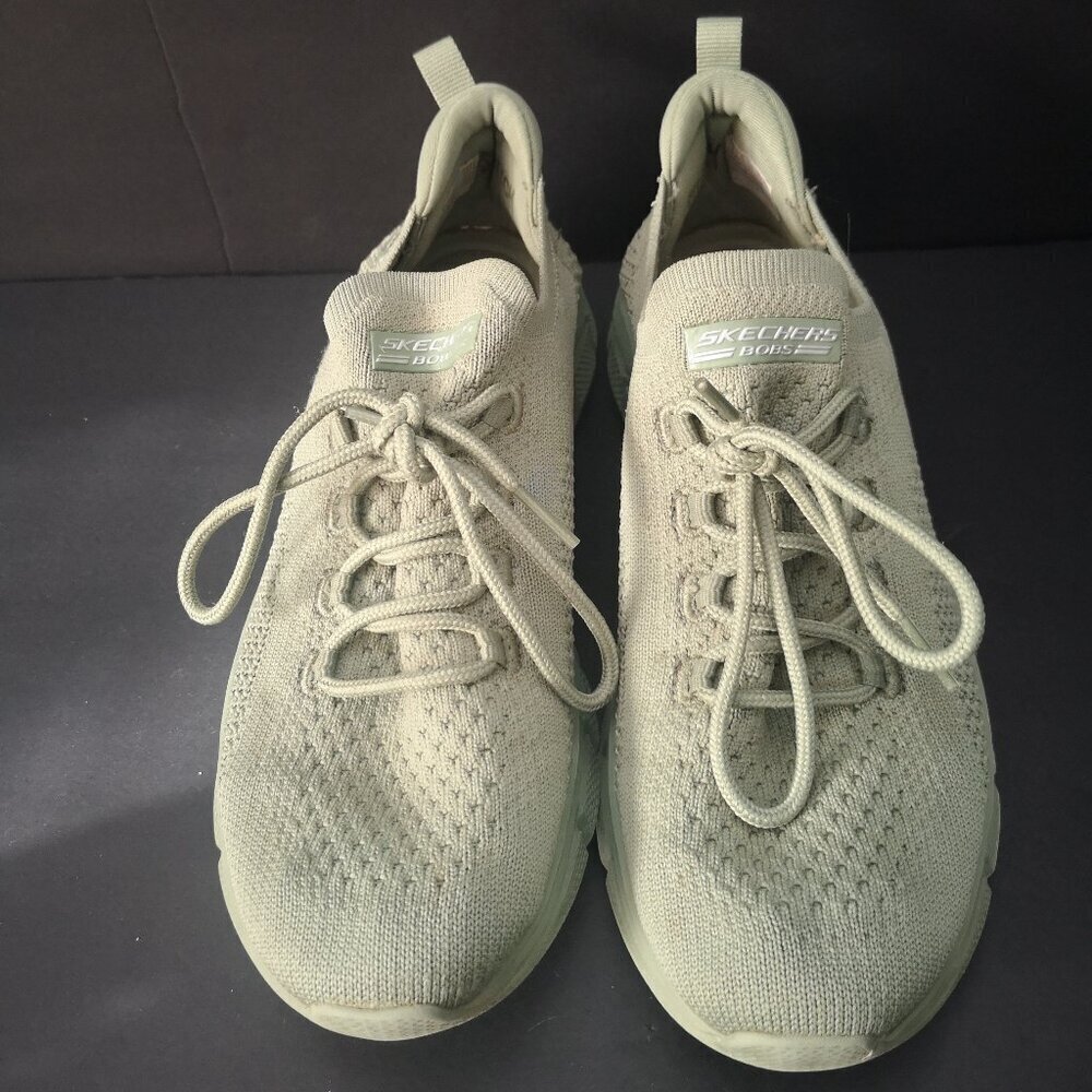 Skechers Bobs B Flex Lo Sneakers Ladies Size 8 Olive Green Color Mesh Uppers